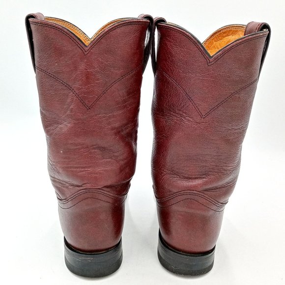 Justin Roper Cowboy Boots Womens 7 B Burgundy Leather Western Cowgirl - Picture 6 of 12
